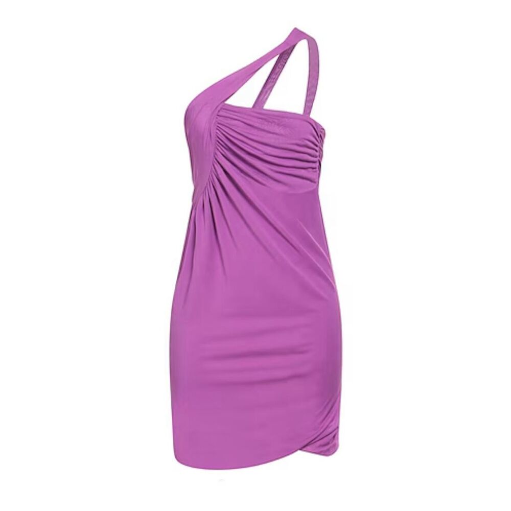 Pinko One-Shoulder Mini Dress Purple Size M